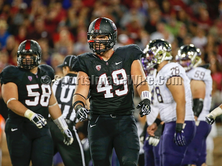 2013Stanford-Wash-058.JPG - Oct. 5, 2013; Stanford, CA, USA; Stanford Cardinal defensive end Ben Gardner (49) looks to the bench for a play call against the Washington Huskies at  Stanford Stadium. Stanford defeated Washington 31-28.